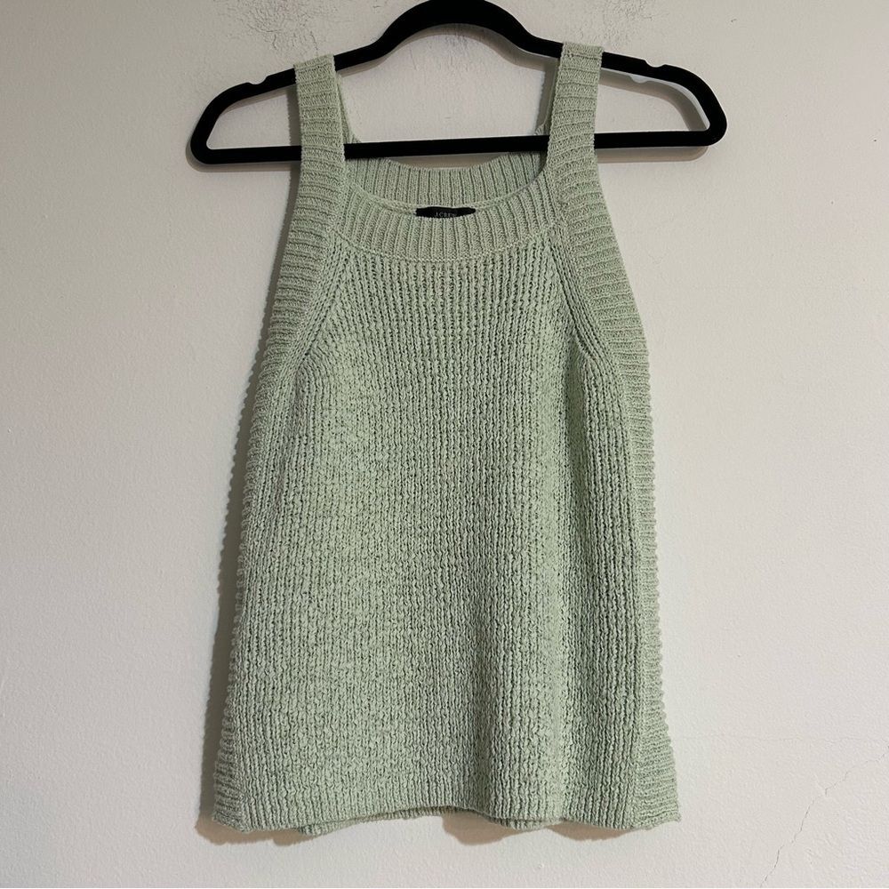J. Crew Ribbed Sweater Tank Top Square Neck Mint Green Small